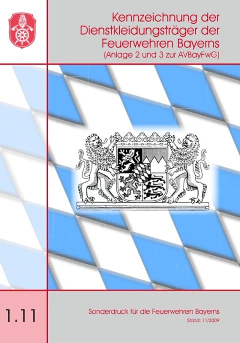 Titelseite des Sonderdrucks „Kennzeichnung der Dienstkleidungsträger der Feuerwehren Bayerns“